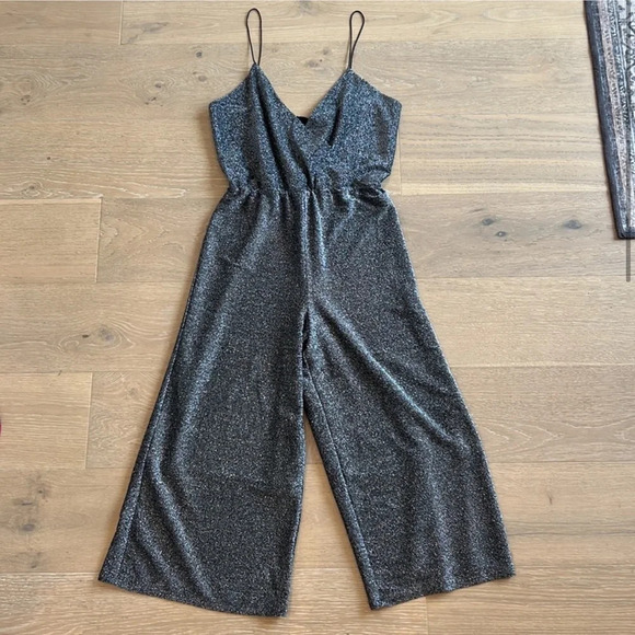 Revolve Sparkly Spaghetti Strap Jumpsuit Glitter Sequins House of Harlow Black - Picture 2 of 13